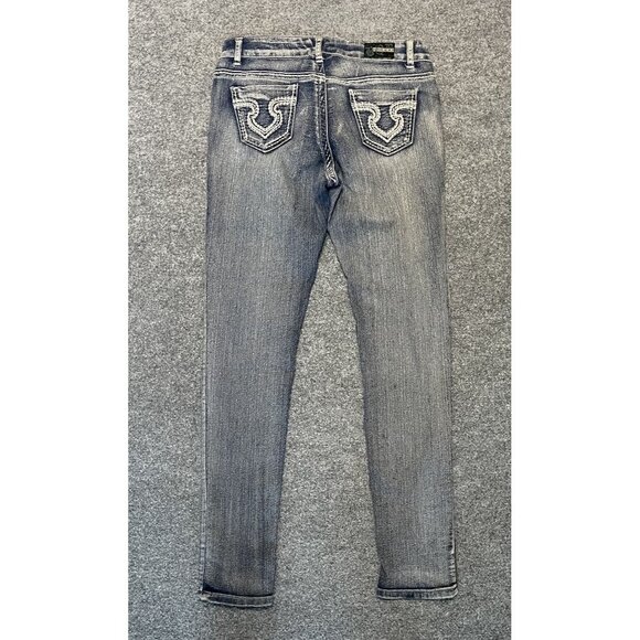 Womens BQB Jeans Distressed Look Skinny Fit 11 Blue Grayish Wash Denim - Picture 7 of 9